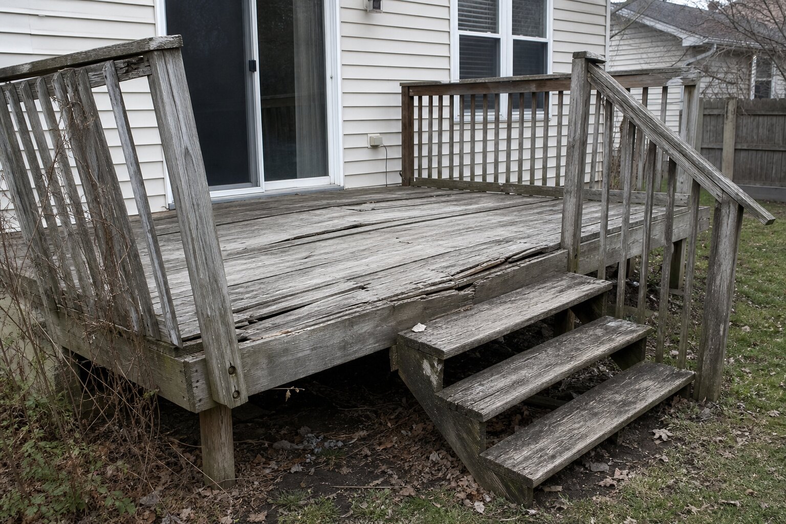 Deck Rebuild — Boards, Rails & Stairs before